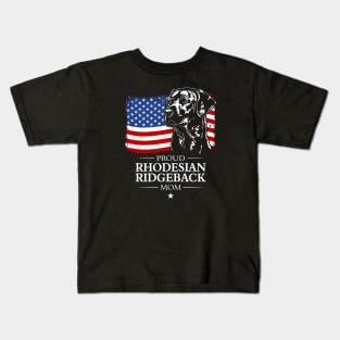 Proud Rhodesian Ridgeback Mom American Flag patriotic dog Kids T-Shirt
